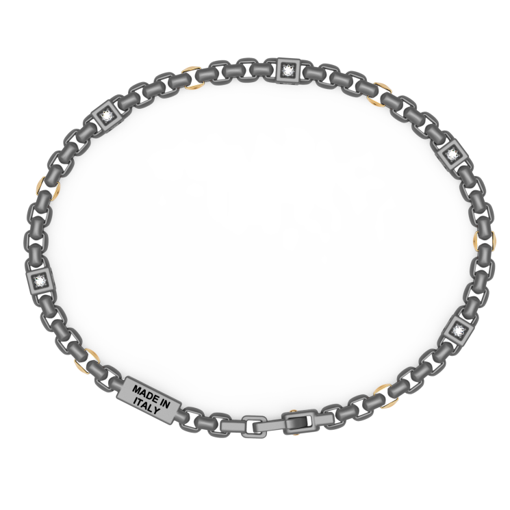 Bracciale Zancan in titanio, oro 18kt e diamanti bianchi