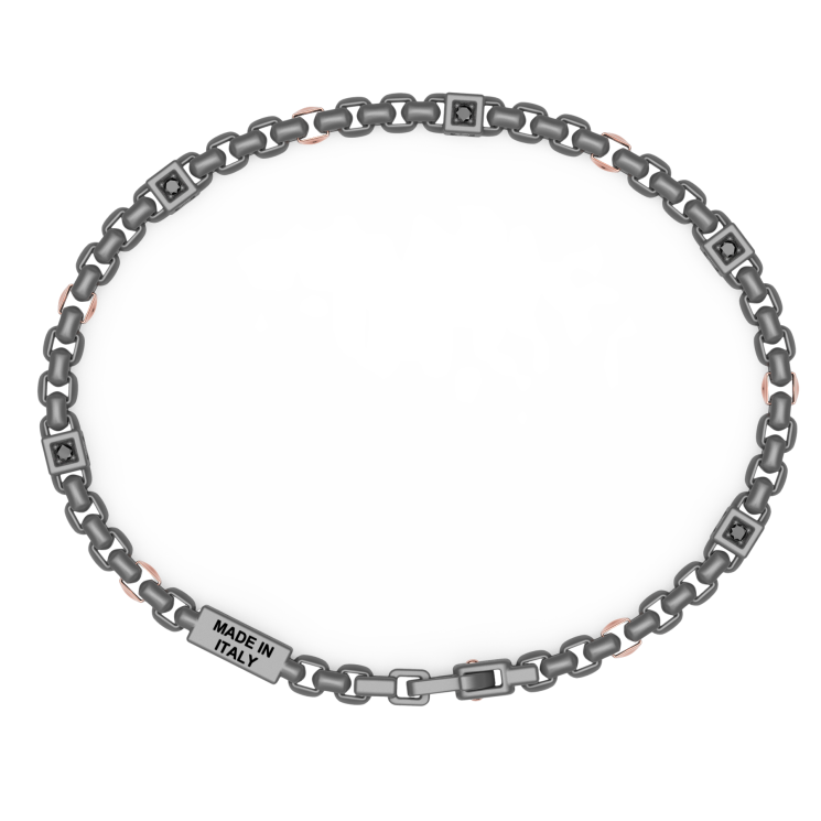 Bracciale Zancan in titanio, oro 18kt e diamanti neri