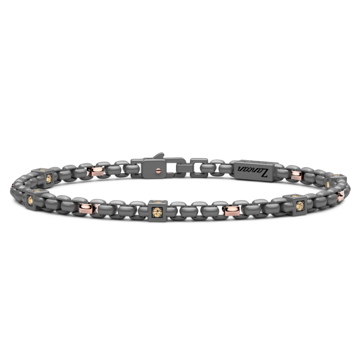 Bracciale Zancan in titanio, oro 18kt e diamanti brown