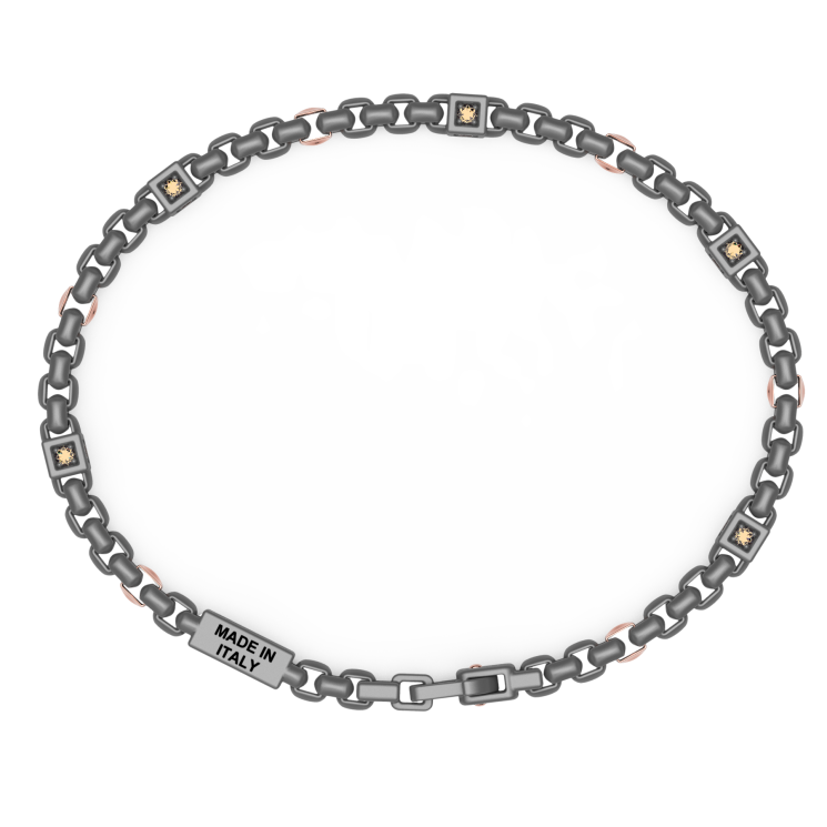 Bracciale Zancan in titanio, oro 18kt e diamanti brown