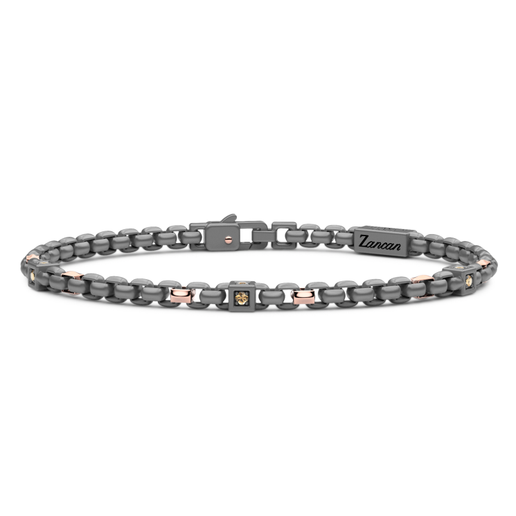 Bracciale Zancan in titanio, oro 18kt e diamanti brown