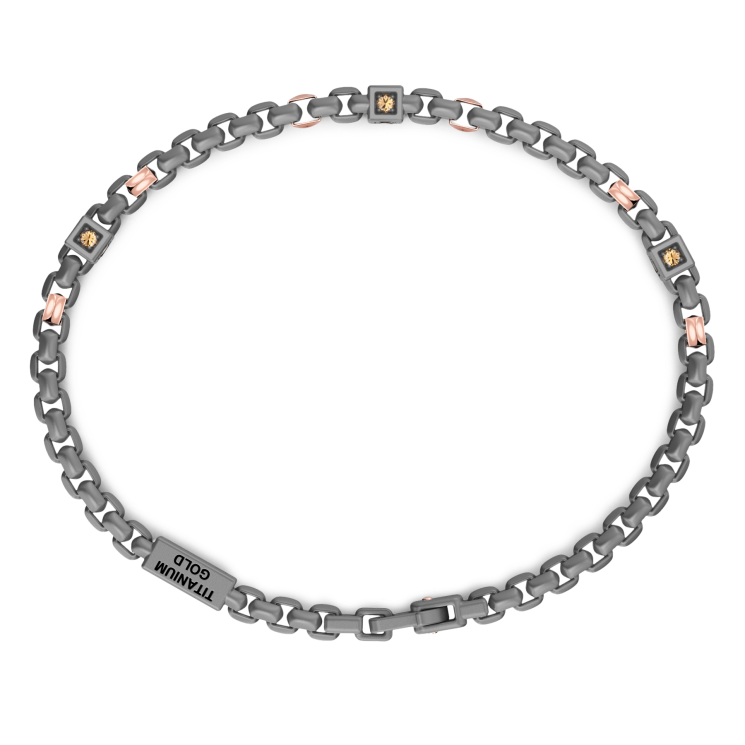 Bracciale Zancan in titanio, oro 18kt e diamanti brown