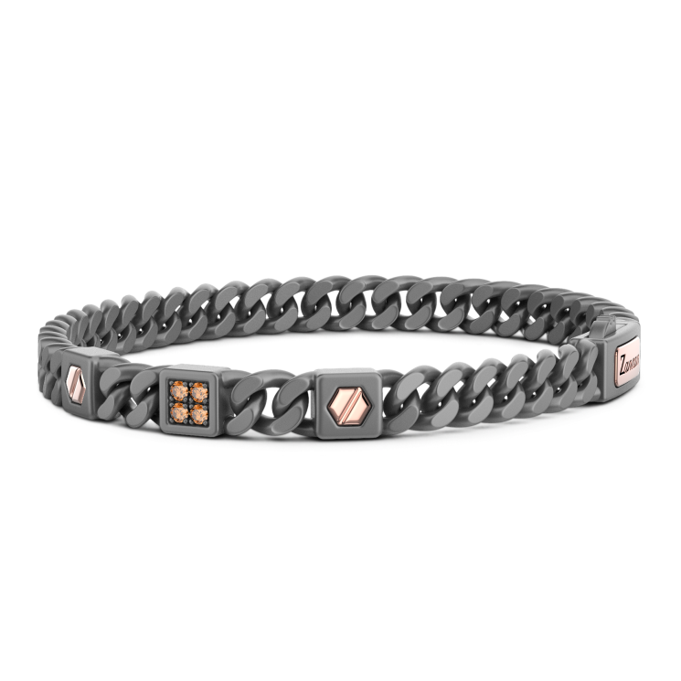 Bracciale Zancan in titanio, oro 18kt e diamanti brown