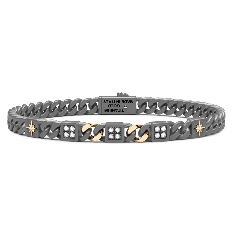 Bracciale Zancan in titanio, oro 18kt e diamanti bianchi