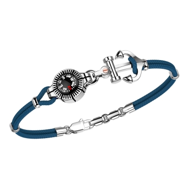 Zancan kevlar bracelet with silver anchor and compass.