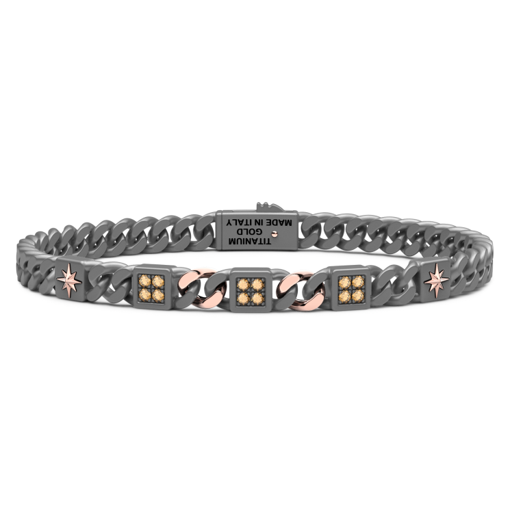 Bracciale Zancan in titanio, oro 18kt e diamanti brown