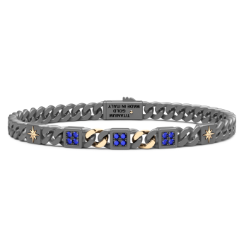 Bracciale Zancan in titanio, oro 18kt e zaffiri blu