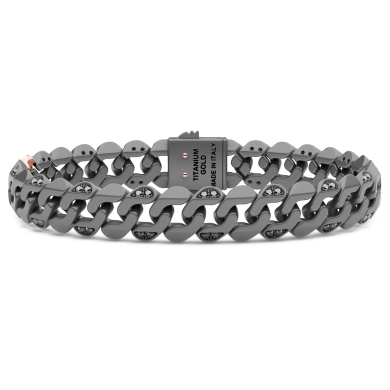 Zancan bracelet in titanium, 18k gold and black diamonds