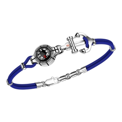 Bracciale Zancan in kevlar con ancora in argento e bussola.