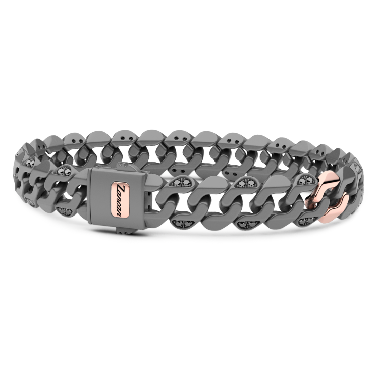Zancan bracelet in titanium, 18k gold and black diamonds