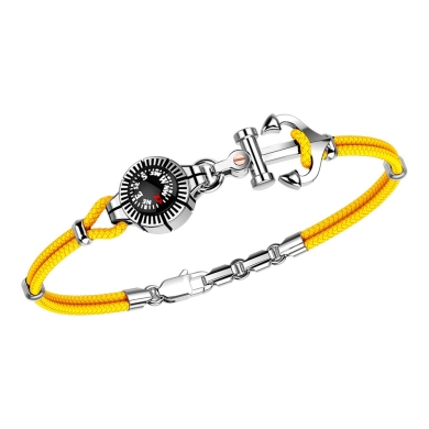 Pulsera Zancan de kevlar con ancla de plata y brújula.