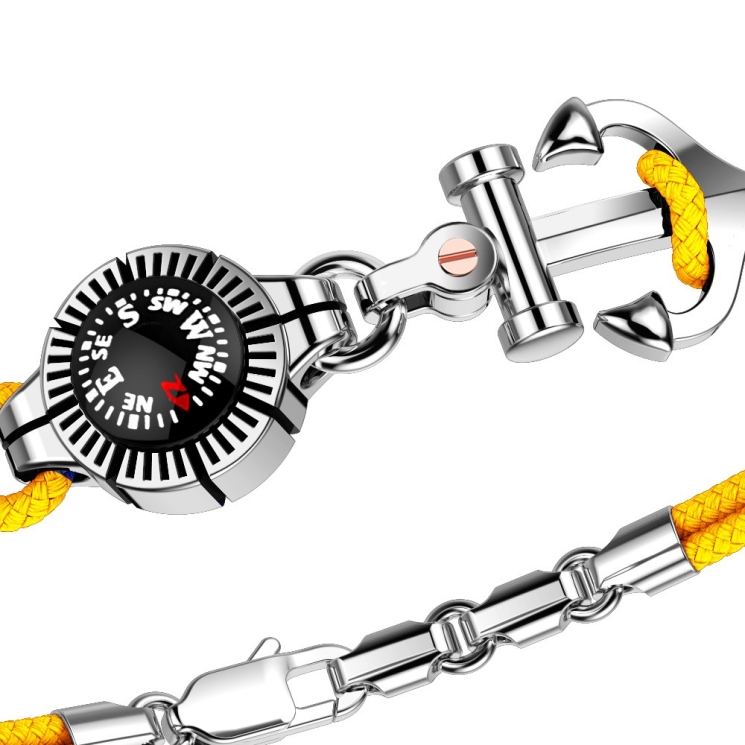 Bracciale Zancan in kevlar con ancora in argento e bussola.