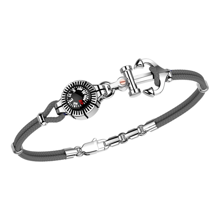 Bracciale Zancan in kevlar con ancora in argento e bussola.