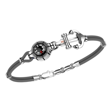 Bracciale Zancan in kevlar con ancora in argento e bussola.