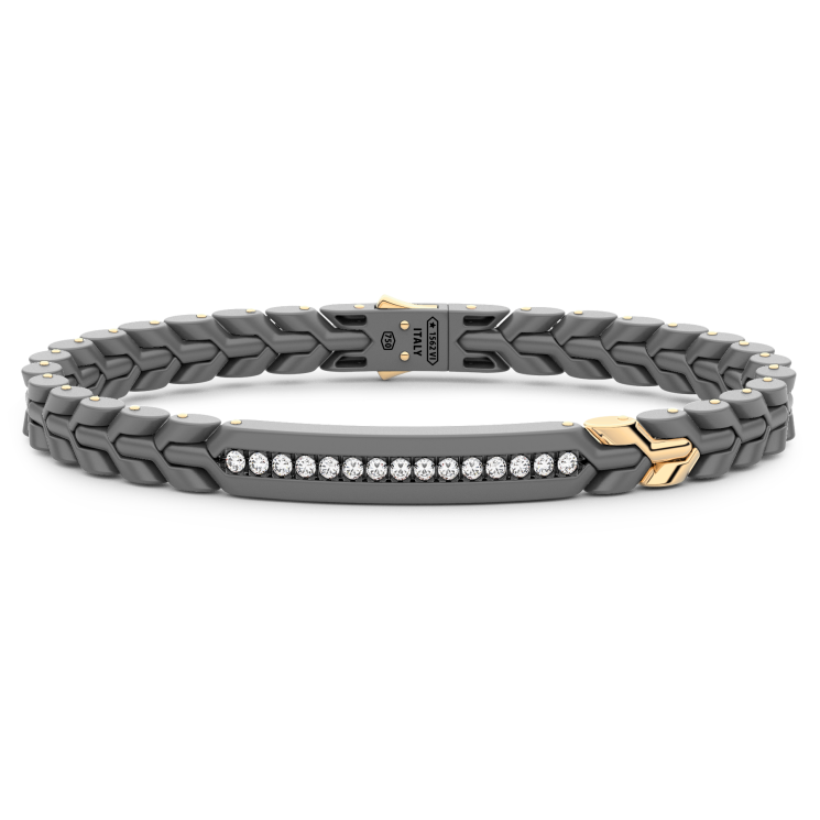 Zancan bracelet in titanium, 18k gold and white diamonds