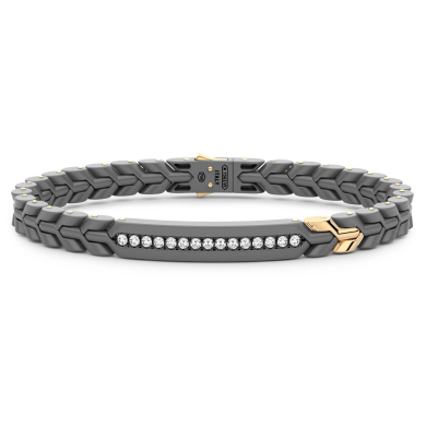 Zancan bracelet in titanium, 18k gold and white diamonds