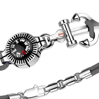 Bracciale Zancan in kevlar con ancora in argento e bussola.