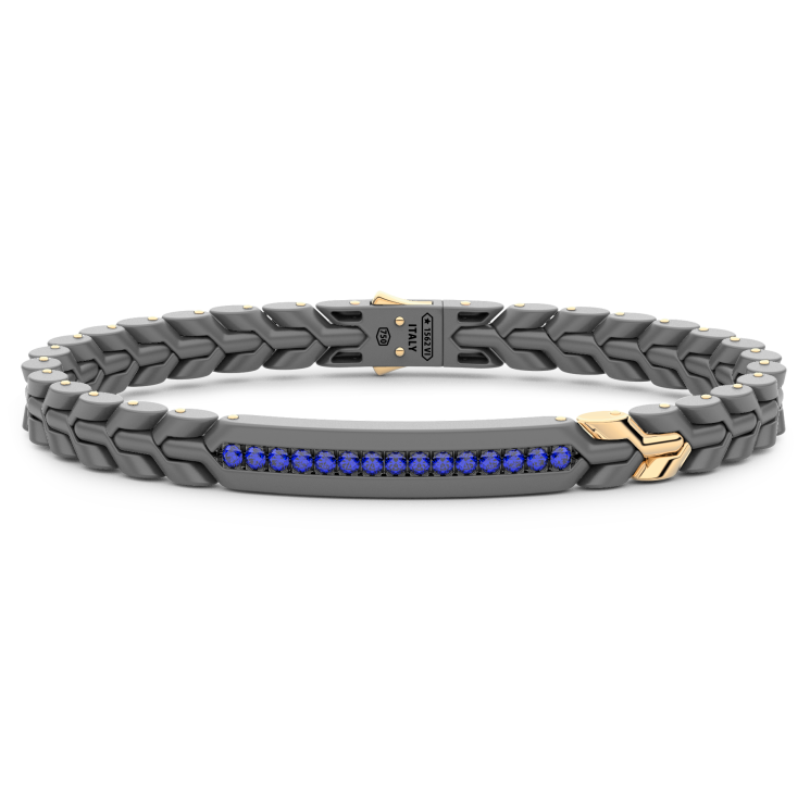 Zancan bracelet in titanium, 18k gold and blue sapphires