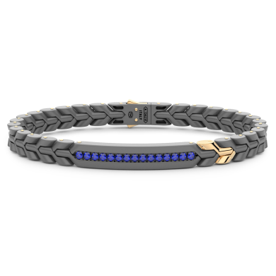 Zancan bracelet in titanium, 18k gold and blue sapphires