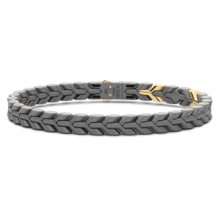 Zancan bracelet in titanium, 18k gold and black diamonds