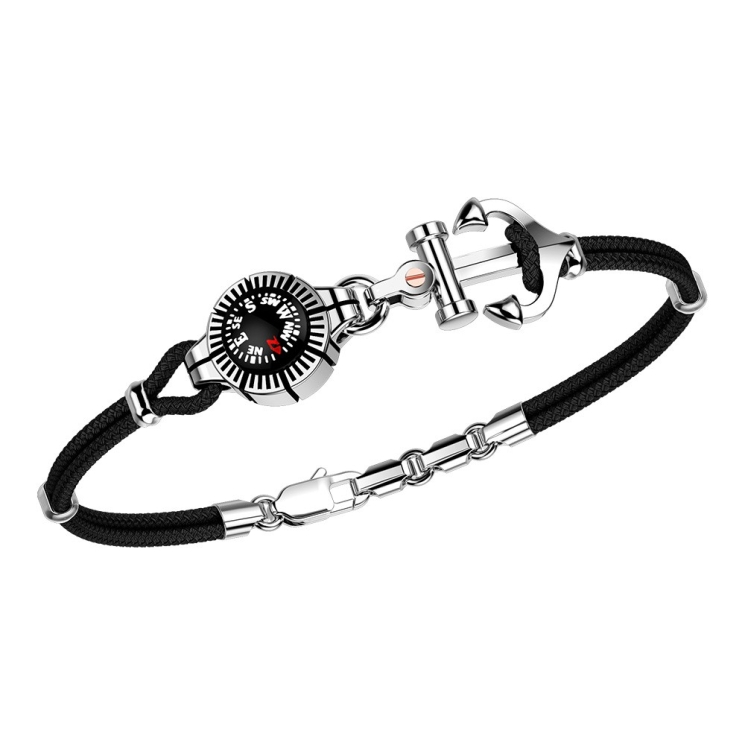 Bracciale Zancan in kevlar con ancora in argento e bussola.