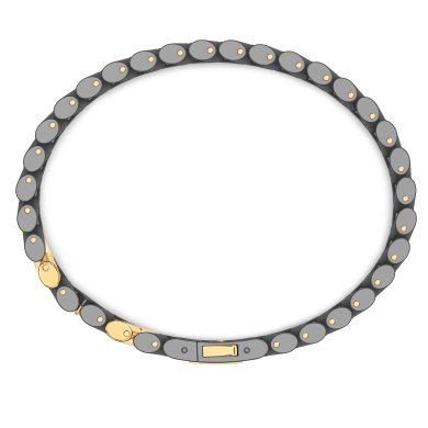 Zancan bracelet in titanium, 18k gold and black diamonds