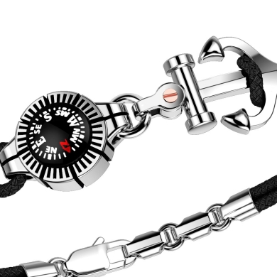 Bracciale Zancan in kevlar con ancora in argento e bussola.