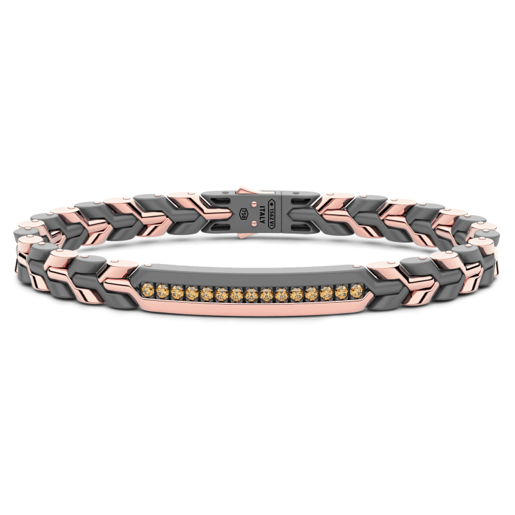 Zancan bracelet in titanium, 18k gold and brown diamonds