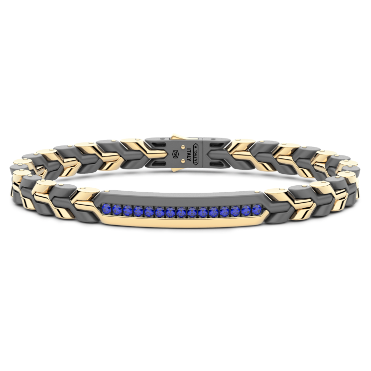 Zancan bracelet in titanium, 18k gold and blue sapphires