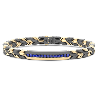 Zancan bracelet in titanium, 18k gold and blue sapphires