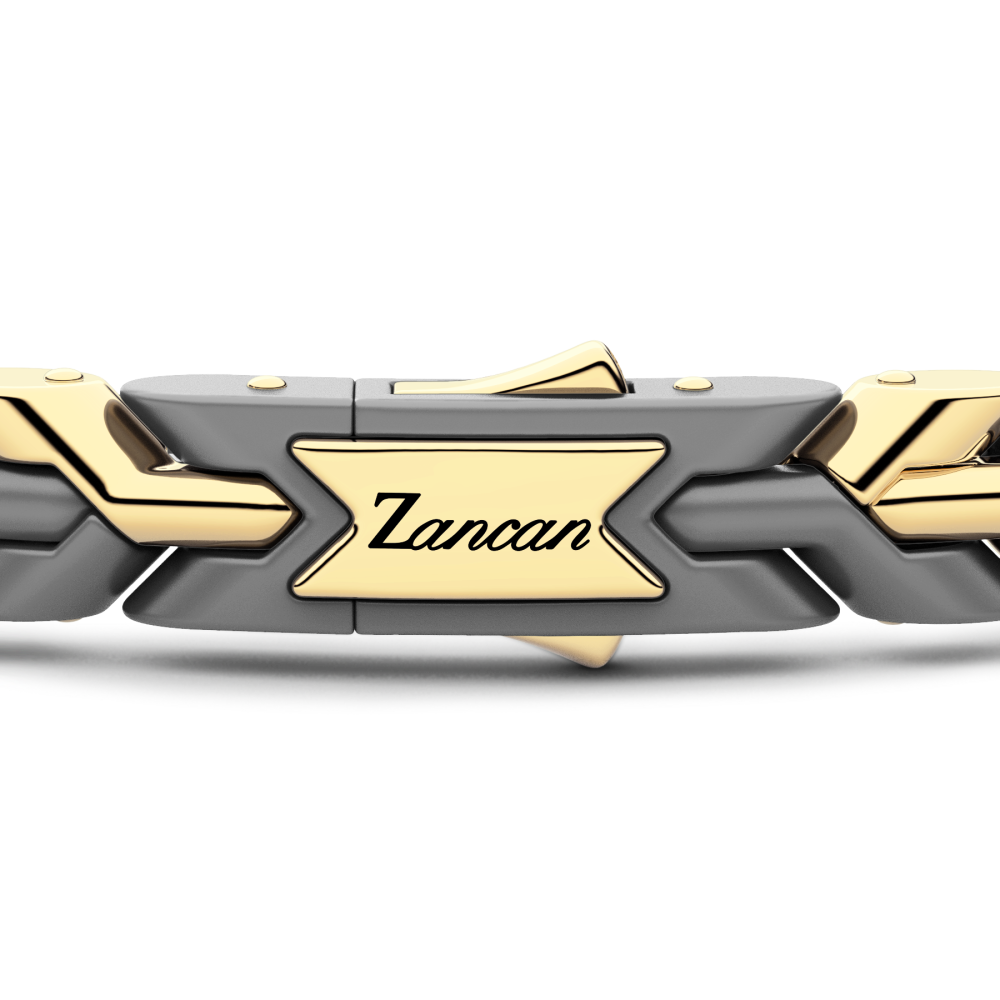 Zancan bracelet in titanium, 18k gold and blue sapphires