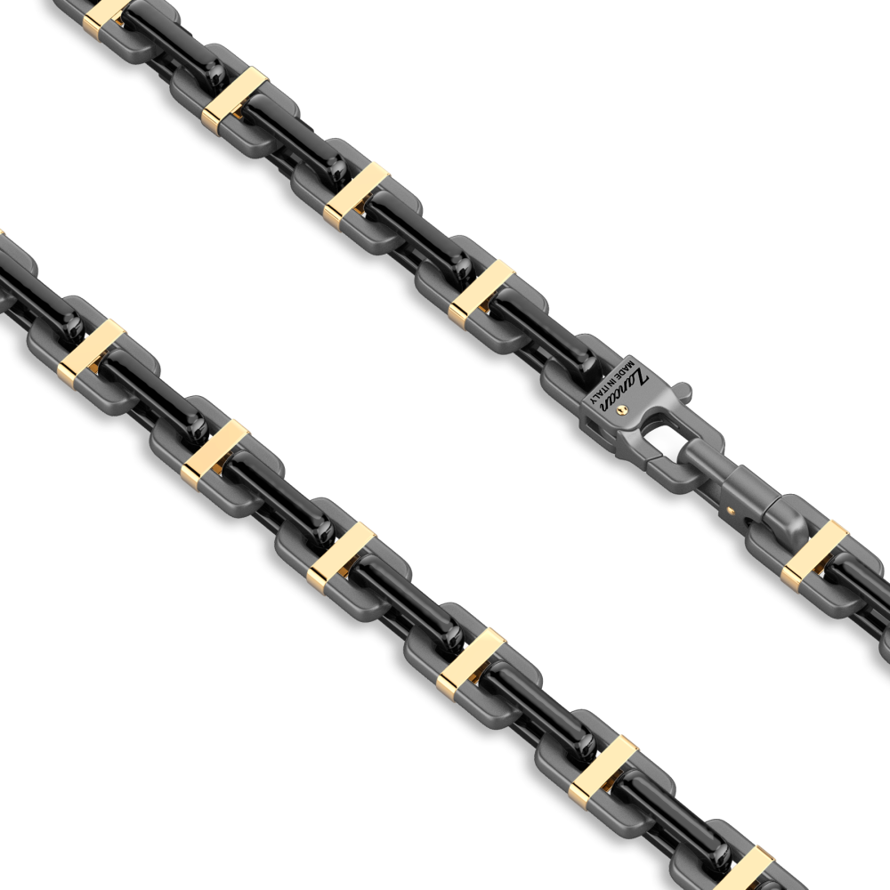 Cadena Zancan de titanio, cerámica y oro de 18 quilates