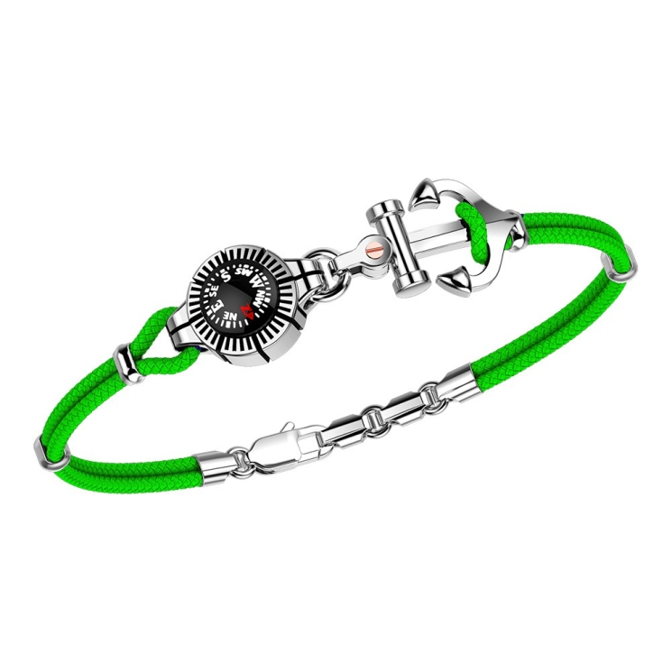 Pulsera Zancan de kevlar con ancla de plata y brújula.