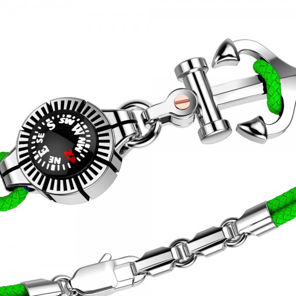 Bracciale Zancan in kevlar con ancora in argento e bussola.