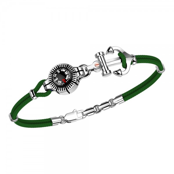Bracciale Zancan in kevlar con ancora in argento e bussola.