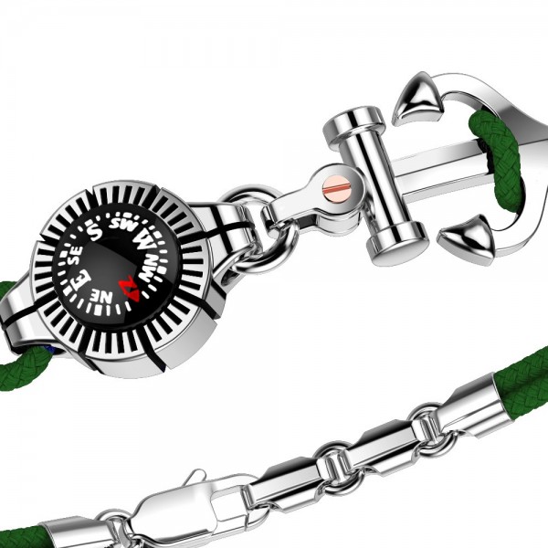Bracciale Zancan in kevlar con ancora in argento e bussola.