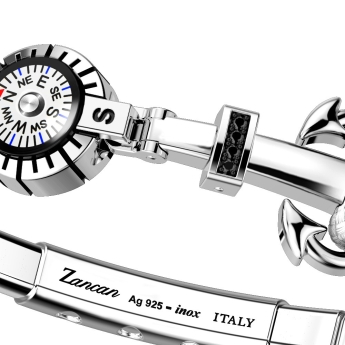 Zancan kevlar bracelet with silver anchor, stones and compass. 2
