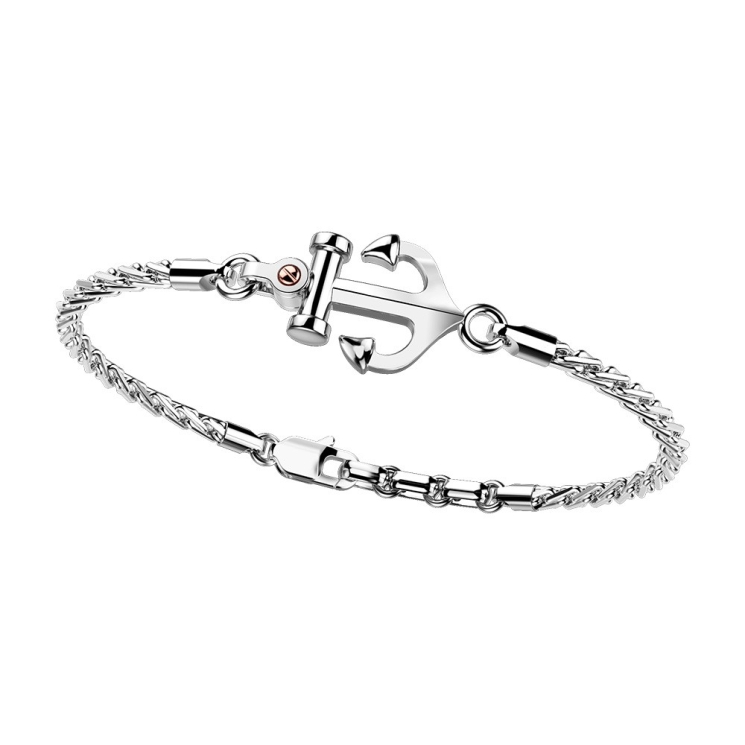 Pulsera Zancan con ancla de plata y tornillo de oro rosa.