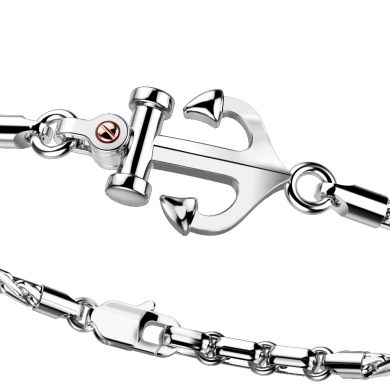 Pulsera Zancan con ancla de plata y tornillo de oro rosa.