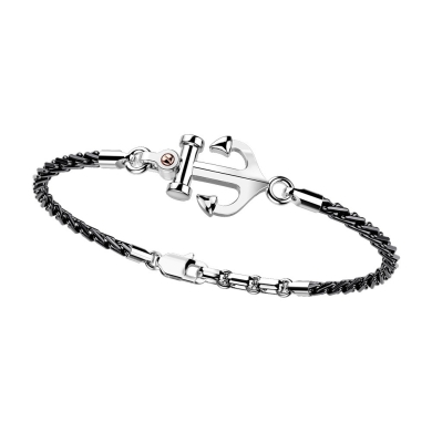 Pulsera Zancan con ancla de plata y tornillo de oro rosa.