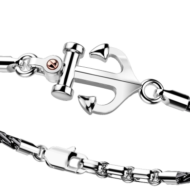 Pulsera Zancan con ancla de plata y tornillo de oro rosa.