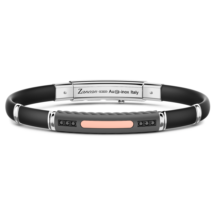 Pulsera Zancan en titanio, plata y diamantes negros
