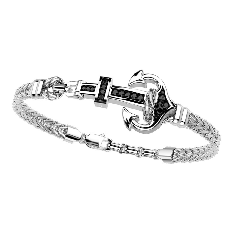 Bracciale Zancan con ancora in argento e pietre.