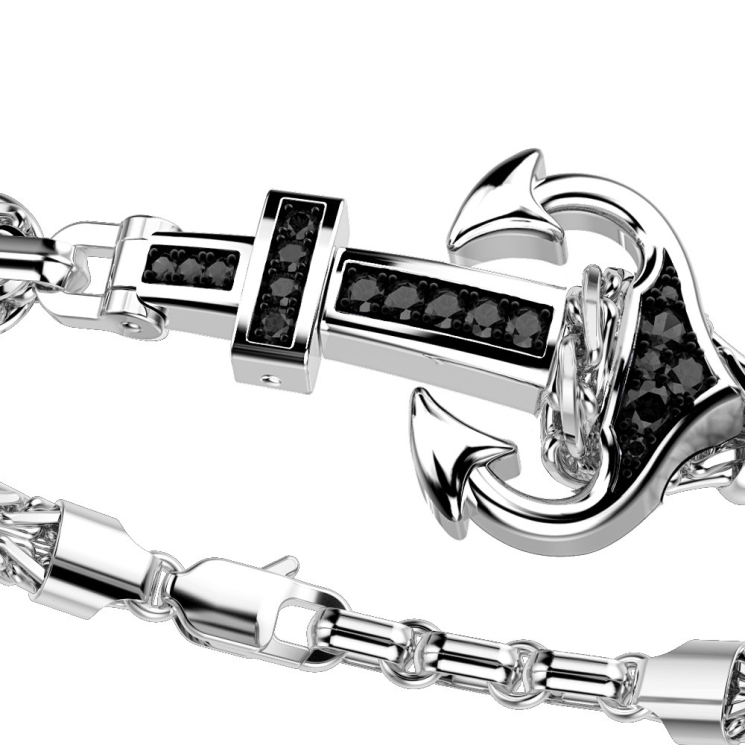 Bracciale Zancan con ancora in argento e pietre.