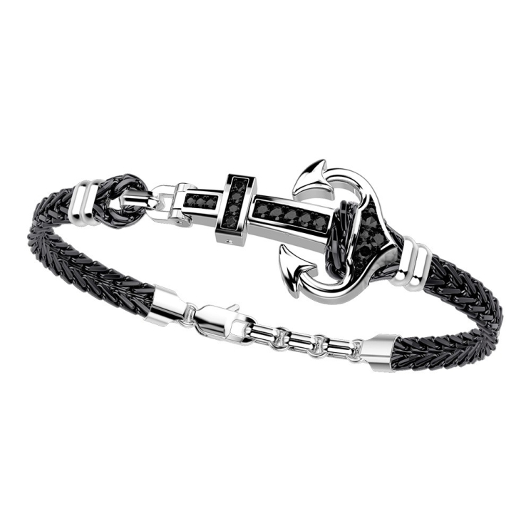 Zancan bracelet with silver anchor and stones.