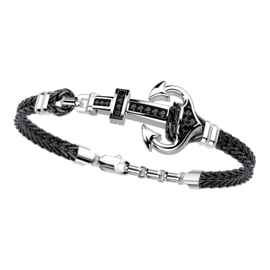 Bracciale Zancan con ancora in argento e pietre.