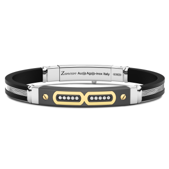 Zancan Armband aus 18 Karat Gold, Titan, Silber und weißen Diamanten
