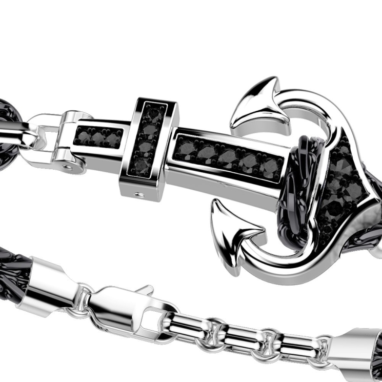 Zancan bracelet with silver anchor and stones.
