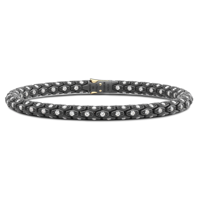 Pulsera Zancan de oro de 18 quilates, titanio y diamantes blancos