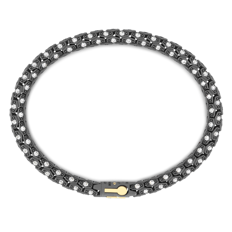 Pulsera Zancan de oro de 18 quilates, titanio y diamantes blancos
